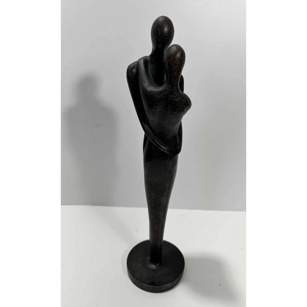 Couple Hugging 17" Abstract Metal Art Brass Sculpture - Picture 1 of 9